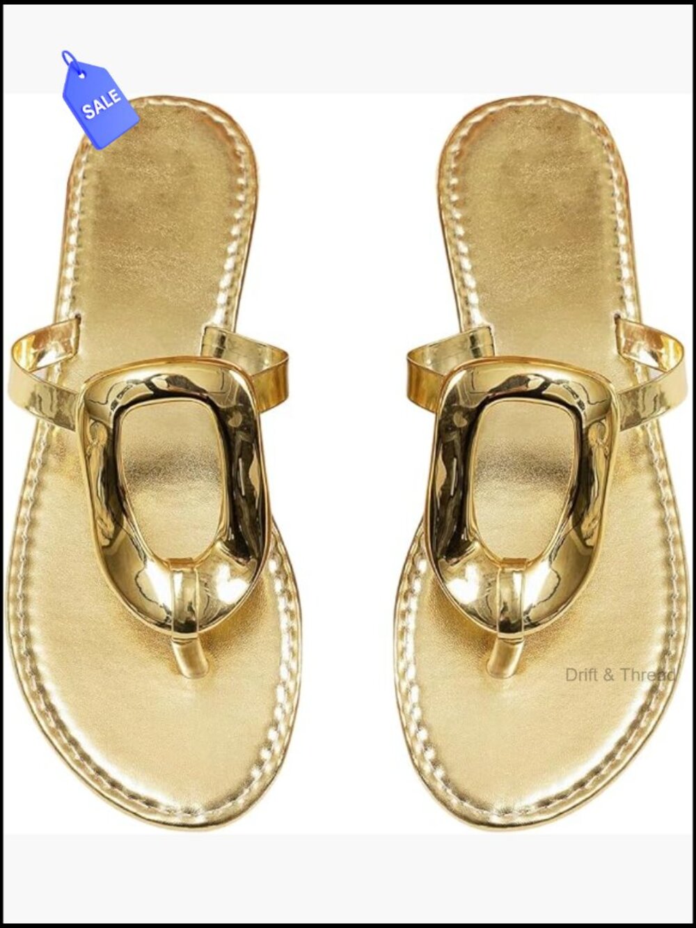 Gold Square Toe Flip Flops Flat Thong Sandals Wedding Beach Slides